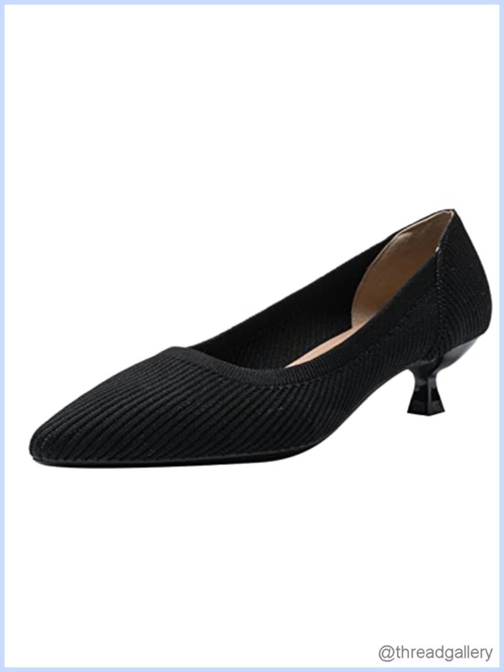 Kitten Heel Pointed Toe Knit Slip On Comfortable Formal Dress Pump